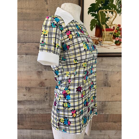 Vintage 1970’s Boho Mod Flower Power Dagger Collar Nylon PulloverTop Size Small - Picture 4 of 8